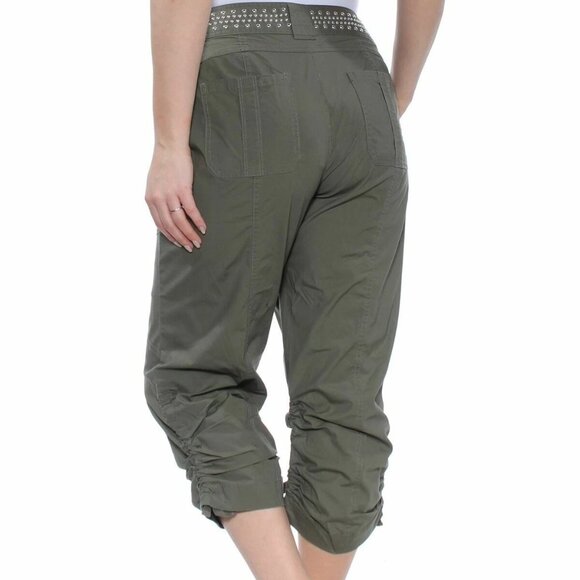 INC Studded Cargo Capris Ruched Leg Pants International Concepts Green Sz 0 - Picture 12 of 12